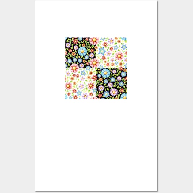 Millefiori Floral Checks Wall Art by PatriciaSheaArt